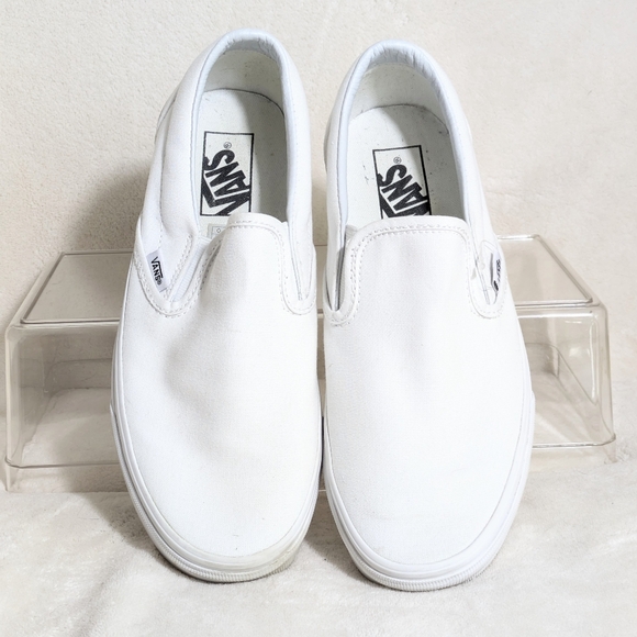Vans Unisex Classic White Canvas Slip-Ons Casual Resortwear Spring Summer W 8.5 - Picture 3 of 8
